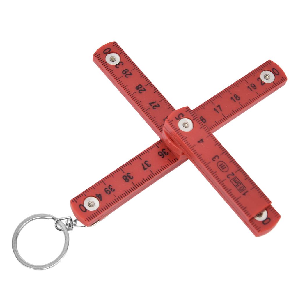 2Pcs ABS Folding Ruler Portable 0.5m Foldable Ruler with Key Ring for Carpentry Laying Tiles