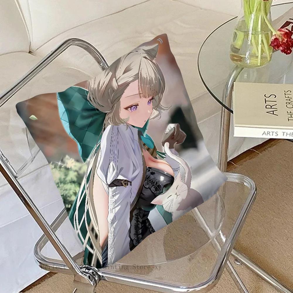 Lynette Anime Game Genshin Impact Pillow Case Square Pillow Bedroom Sofa Leisure Comfort Car Living Room Home Decoration 40X40