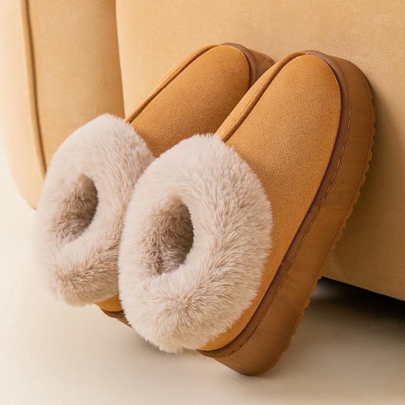 Thick-soled heightening cotton shoes, winter home household wool slippers, autumn and winter women's non-slip plush high-top snow boots