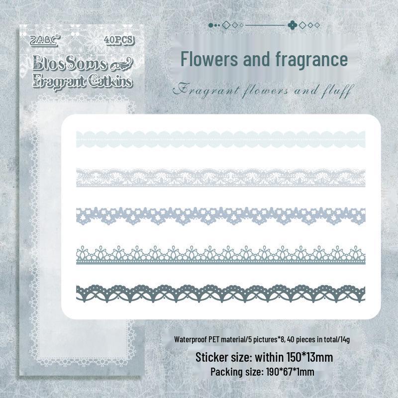 Flower Lace PET Sticker Pack - Decorative Collage and Journal Materials
