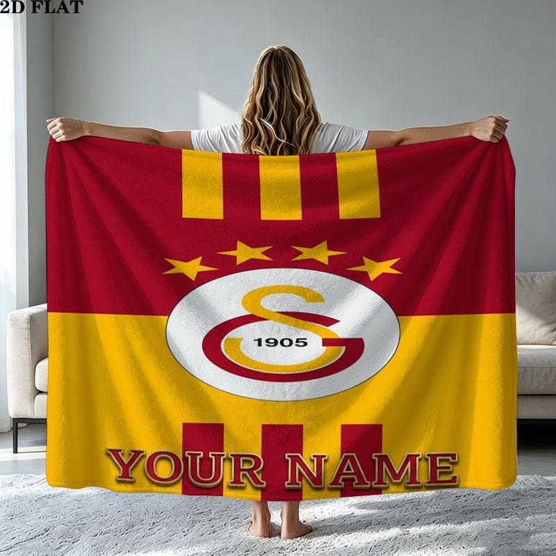 1PC Galatasaray S Custom Name Patterned Flannel Blanket Suitable For All Seasons for Home Decor Warmth and Comfort Gifts Holiday Present