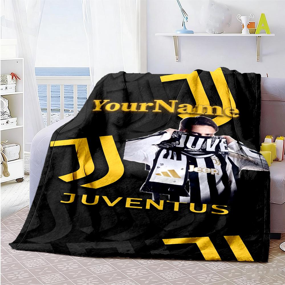Juventus Personalized Text Blanket Throw Customizable Blanket Soft Warm Cozy Versatile for Bed Livingroom Office Seaside for All Occasions