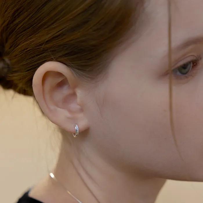 [Silver925] Clear Line Hoop Earring