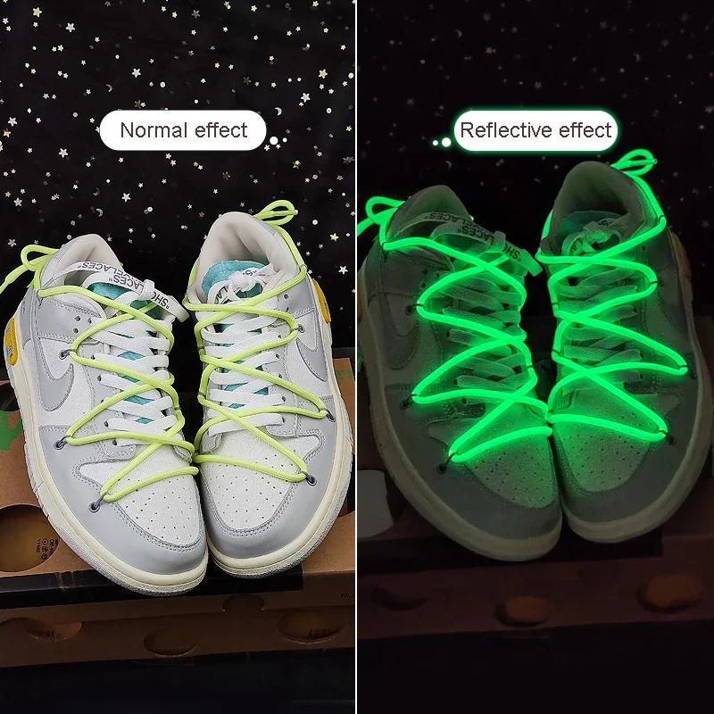 1Pair Luminous Shoelaces Fluorescent Shoelace Kids Adult Sneakers Boots Round Laces Shoes Accessories 80/100/120/140/160/180cm