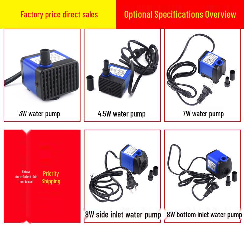 Leise 220V Mini-Tauchpumpe für Aquarium, Aquarium, Springbrunnen, Bonsai, mit Mikro-Umwälzung und Felsfilter.