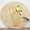 Gold Vintage 1 Mirror Pcs Flatware Cutlery Set 304 Stainless Steel Dinnerware Set Tableware Home Knife Fork Teaspoons Silverware Set