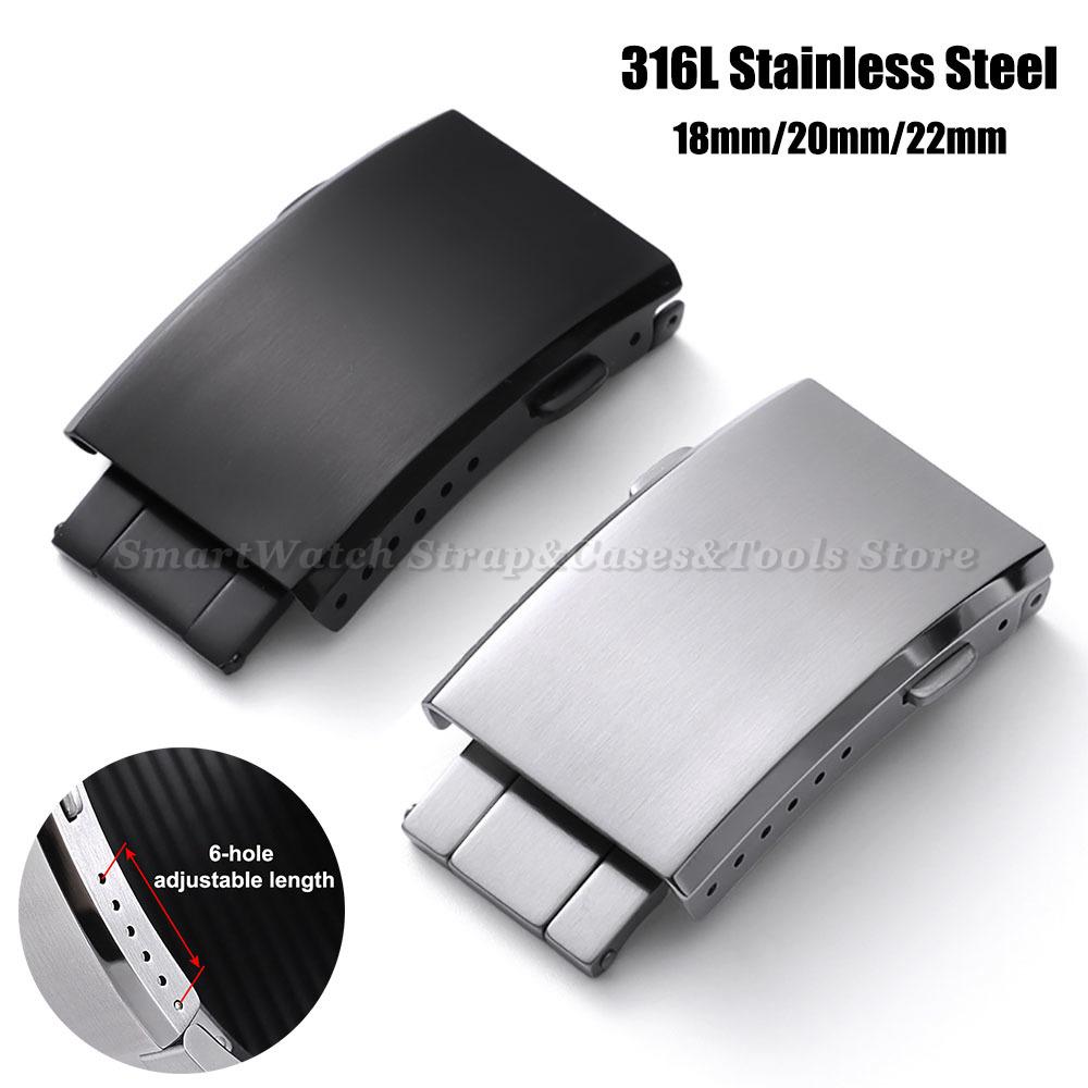 316L Solid Stainless Steel Watch Clasp 18/20/22mm Luxury Adjustable Folding Buckle Premium Metal Clasp Watch Repair Accessories