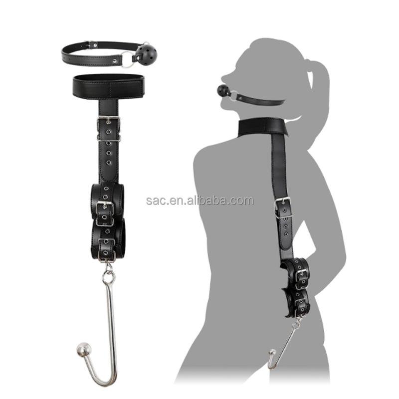 SacKnove China Bdsm Anal Hook Backhand Handcuffs Sex Toys Moth Gag Gear Set SM Bondage Kit for Woman Couples