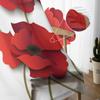 Red Flower Poppy Flower Tulle Curtains For Living Room Decoration Modern Chiffon Sheer Voile Kitchen Curtain