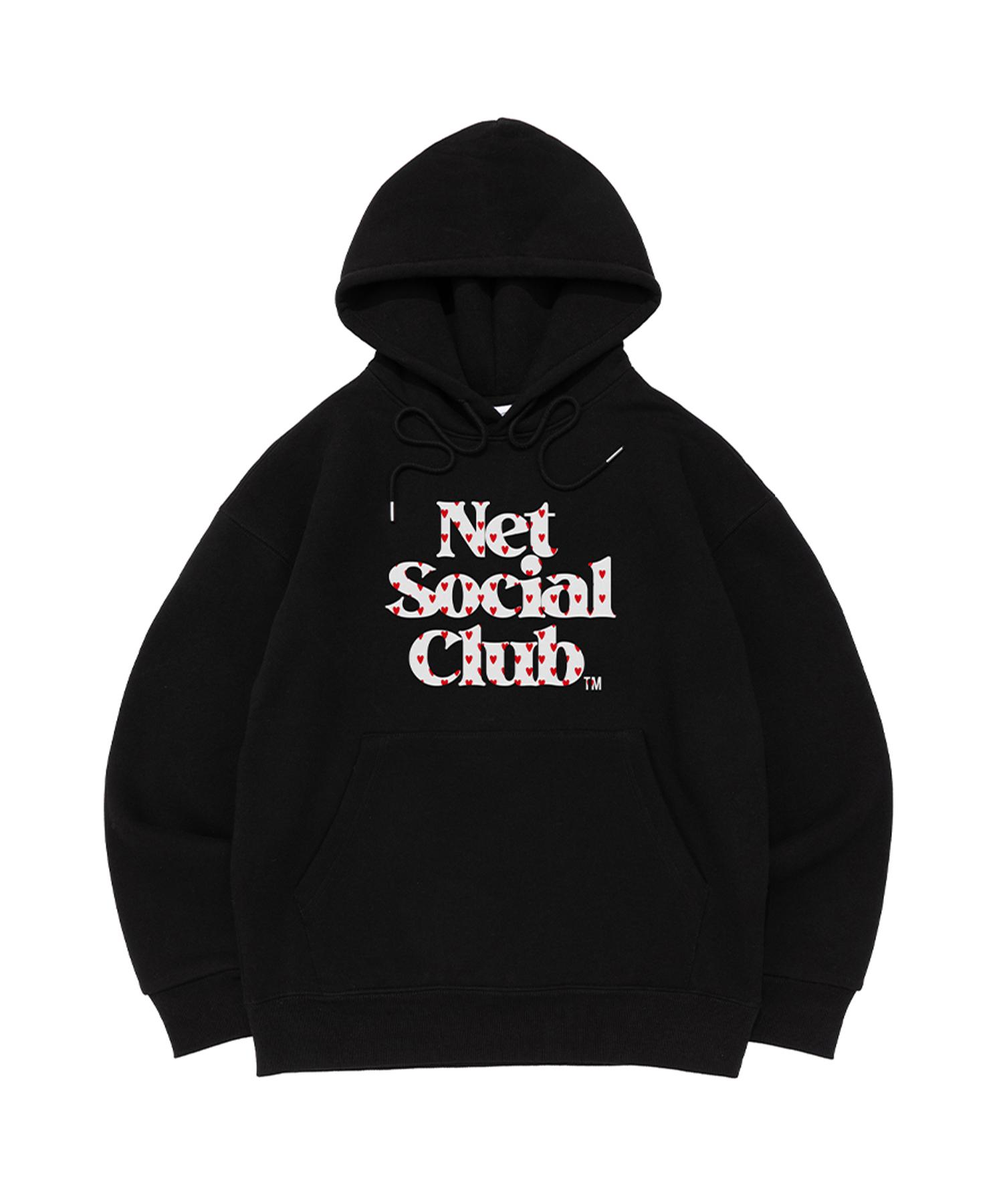 Худи с логотипом-сердцем Net Social Club, из брашированного хлопка (черный) S