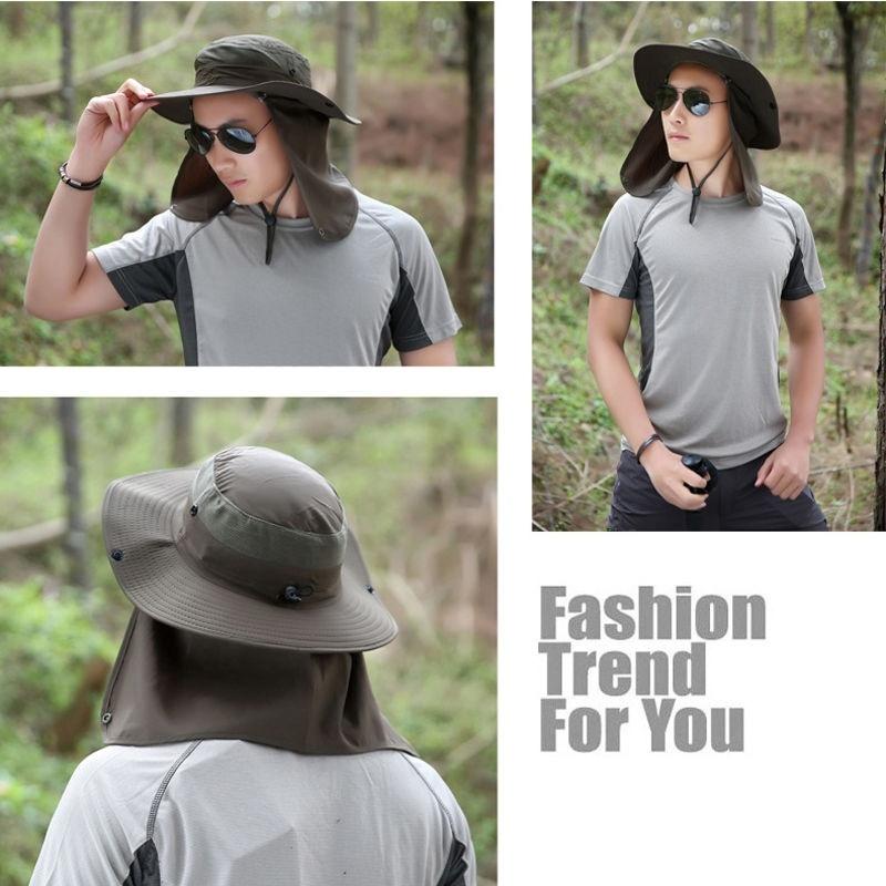 Unisex Outdoor Sport Fishing Hiking Hat UV Protection Face Neck Flap Sun Cap Waterproof and Quick-drying Fisherman Fishing Hats