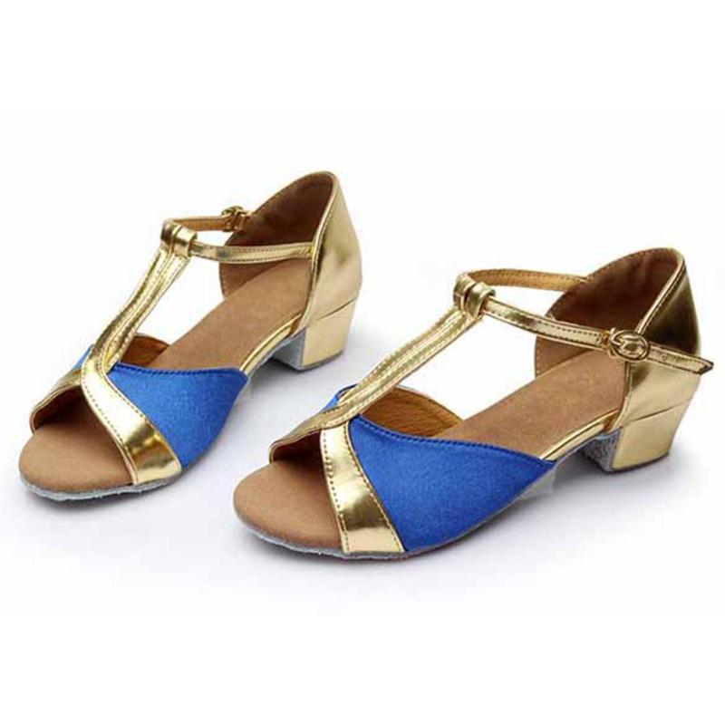 Low Heel 3.5cm Girls Kids Latin Dance Shoes Sequins Salsa Modern Tango Party Ballroom Dancing Shoes