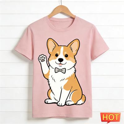 Summer Cute T Shirts Fashion Short Sleeve Funny Dog Crew Neck T-shirts Casual