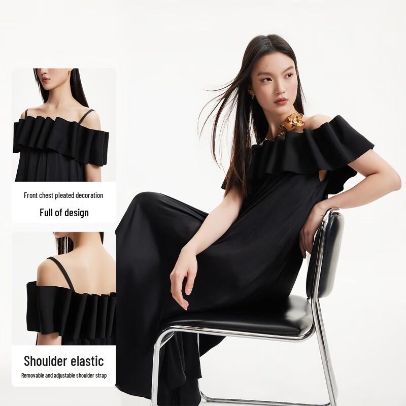 VEROMODA Women's Off-Shoulder Strappy H-Line Long Dress