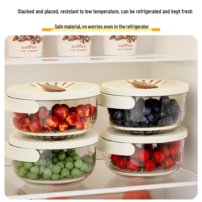 Drainable Refrigerator Storage Box with Handle Foldable Handle