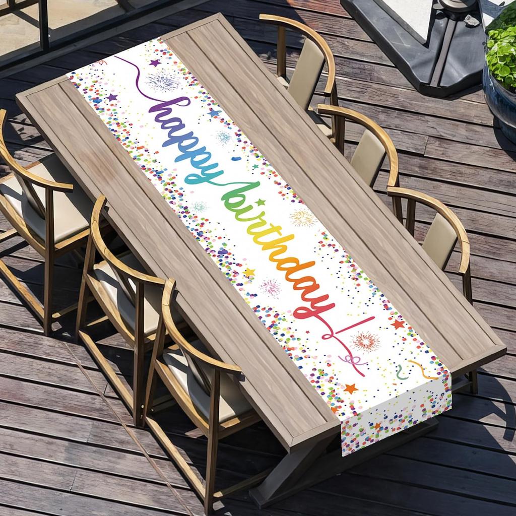 Happy Birthday Table Runners,Colorful Dot Birthday Table Runner Birthday Table Linens for Dining Birthday Party Table Decor