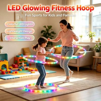 Cerceaux de Sport LED Colorés 60/70/80/90cm Perdre du Poids Cercle de Fitness Spectacle Artistique Yoga Salle de Sport à Domicile Équipement d'Entraînement pour Femmes Enfants Cadeau