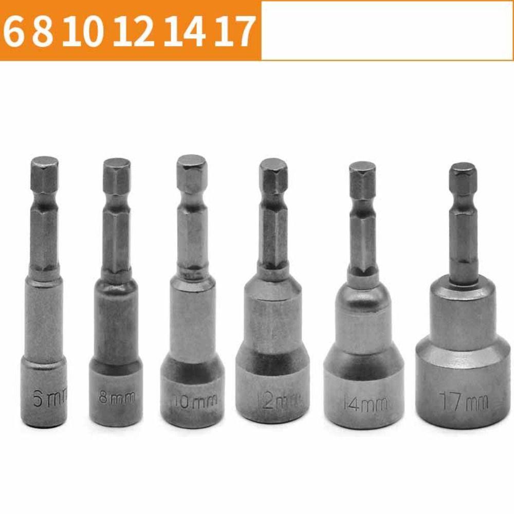 

Магнитный адаптер с шестигранным хвостовиком, длина 65 мм, ударные гайковерты, головка, прочная гайка, отвертка, электроинструмент 6-17mm(6PCS)