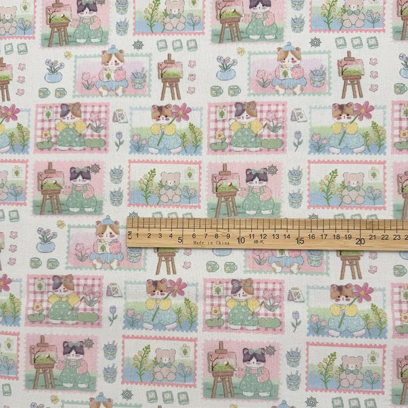 0.5m/1m/2m Encrypt Cotton Linen Patchwork Plaid Printed Fabric for Decorative Cloth Sofa Cover Handmade DIY Sewing Fabrics