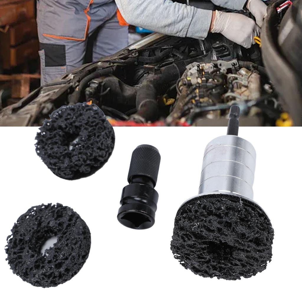 Radnaben-Reinigungskit Rostentferner für Bremsscheibe und Radbolzen 1/2 Zoll Schraubenschlüssel-Adapter mit 2 Ersatz-Schleifscheiben