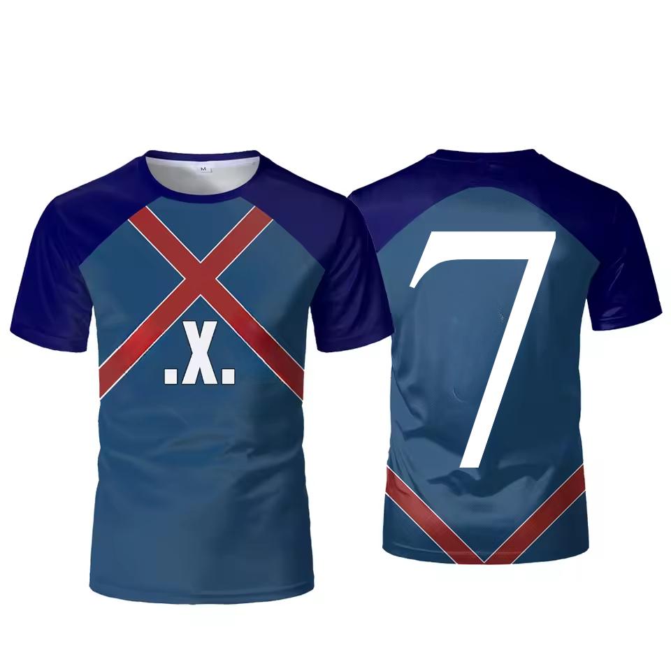 Men's Casual Sports Loose Plus Size Simple Digital Football T-shirt with Printed Round Neck Short Sleeved 3D T-shirt Top