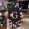 Black Case For ZTE Blade A33S Fundas Beautiful Flower Printing Initial Letters Phone Casing Soft Silicone Protective Back Cover