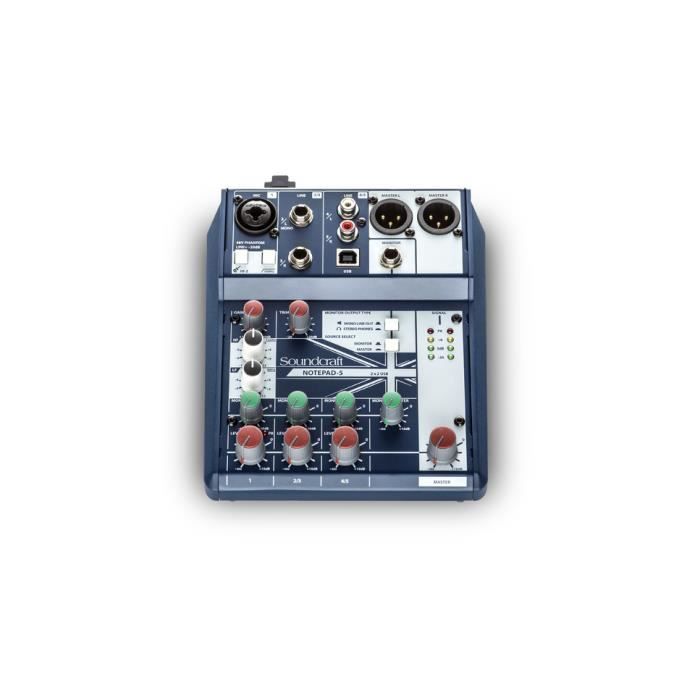 SOUNDCRAFT NOTEPAD-5. Table de mixage avec usb, 3 entrées, 2 sorties