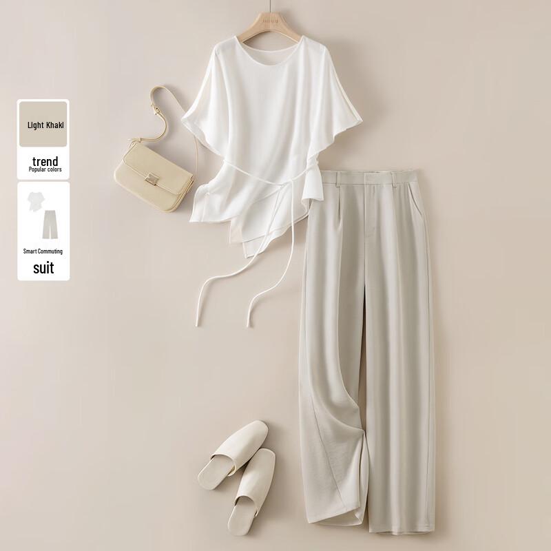 IHIMI Women s Irregular T-Shirt & Wide-Leg Pants Set 2XL