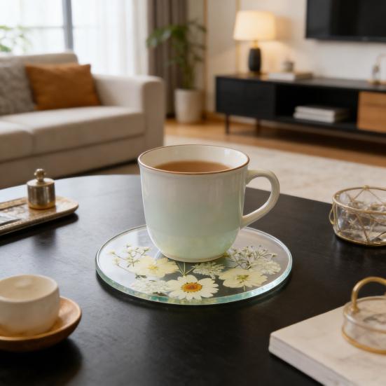 2D Urocze Kwiatowe Podkładki pod Kubki Vintage Kwiatowe Podkładki na Wesele Urodziny Dekoracja Stołu Wielokrotnego Użytku Okrągłe Akcesoria Kuchenne do Filiżanek