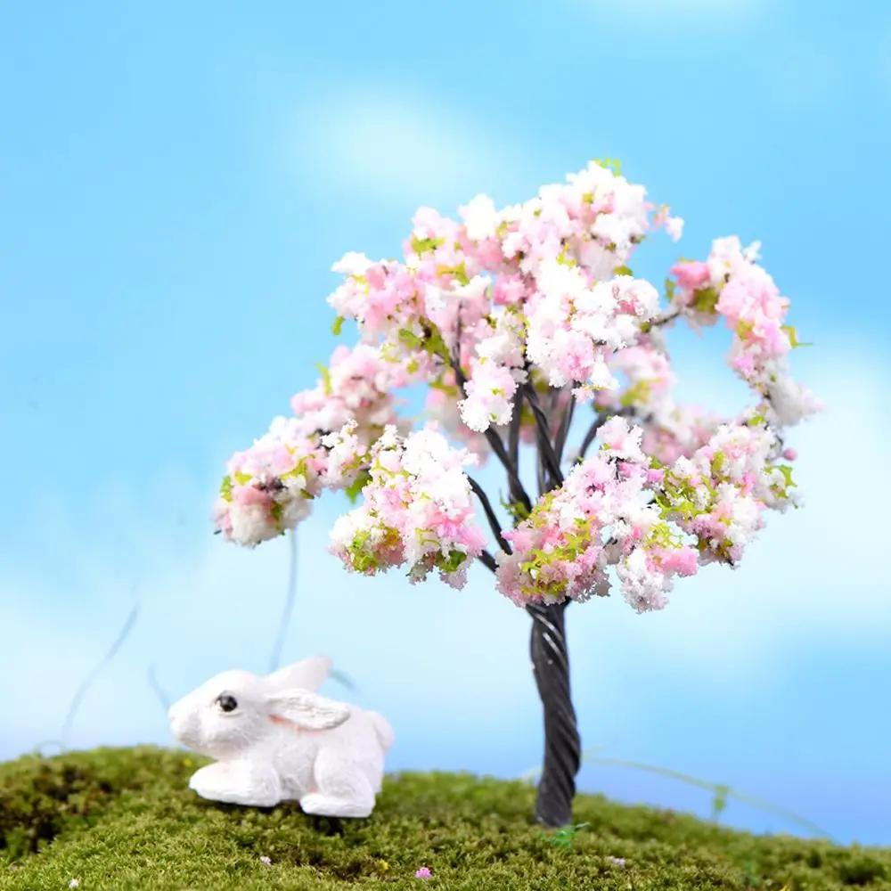 Mini Simulation Sakura Trees Kawaii Micro Figurines Landscape for Garden Kawaii Cherry Desk Ornaments Hosehold Desk Decors