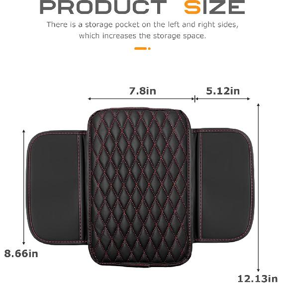 Car Center Console Cover,Car Accessories,Arm Rest Cover for Vehicle,Armrest Seat Box Pad,Microfiber Leather Car Arm Rest Cover with 2 Storage