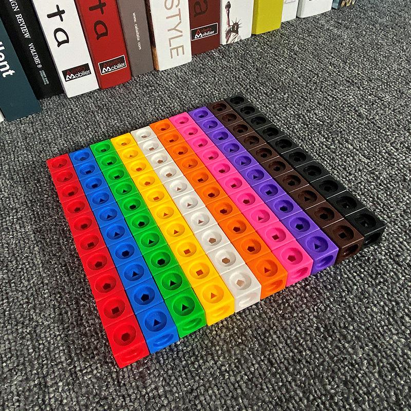 100 stücke Mathematik Verknüpfung Würfel Blöcke Kinder Pädagogisches Zahlen Spielzeug