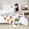 Various Cartoon Aircraft Biplane Jet Helicopter Clean White Background Pattern Flannel Throw Blanket, Warm Cozy Blanket