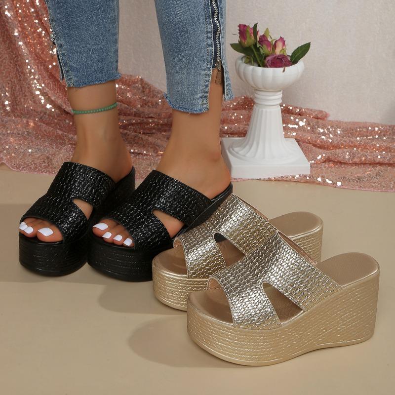 Fish-mouth Style Cool Slippers for Women, New Model, Thick Sole, Single-strap Beach Shoes