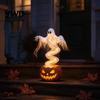 Decorative Yard Art for Halloween Swirling Ghost Pumpkin Lamp, Lighted Spooky Lamps Statue, Warm LED Outdoor Decoration Porch Garden Lawn Decorations