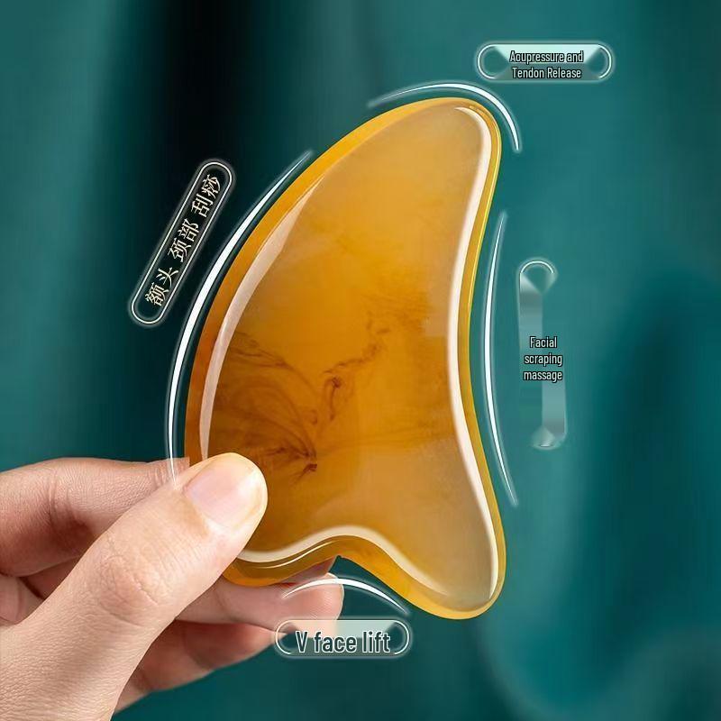 Natural Resin Double-Sided Gua Sha Facial Lifting and Firming Massager for Face, Neck, and Shoulders