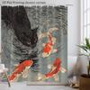 Vintage Cat Shower Curtain 180X180Cm – With Koi Fish In Abstract Water Design, Unique Bathroom Decor, 12 Hooks