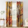 Autumn Yellow Maple Leaves Two Owls Branches Blackout Curtains For Living Room Bedroom Window Treatment Blinds Kitchen Drapes