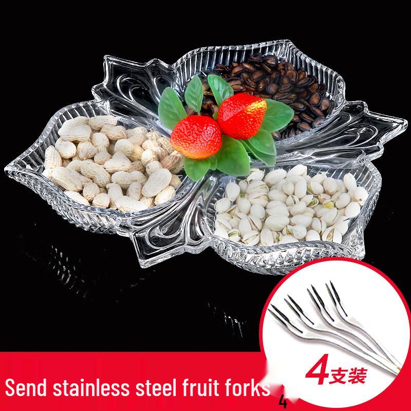European Crystal Glass Divided Fruit Plate