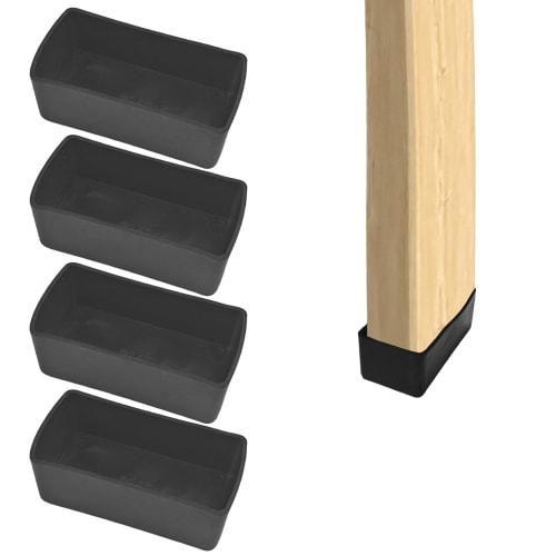 2x4 Wood Post End Caps - 4pcs 1.5" x 3.5" Post Caps (1-1/2" x 3-1/2") Rubber Floor Protectors, Waterproof, Anti-friction, Suitable for Table Legs, Cha