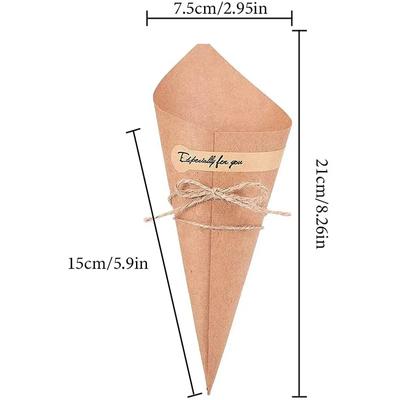 50pcs Wedding Kraft Paper Cones Confetti Dried Flowers Tray Cone Holder For Wedding Shower Party Confetti Personalized Decor