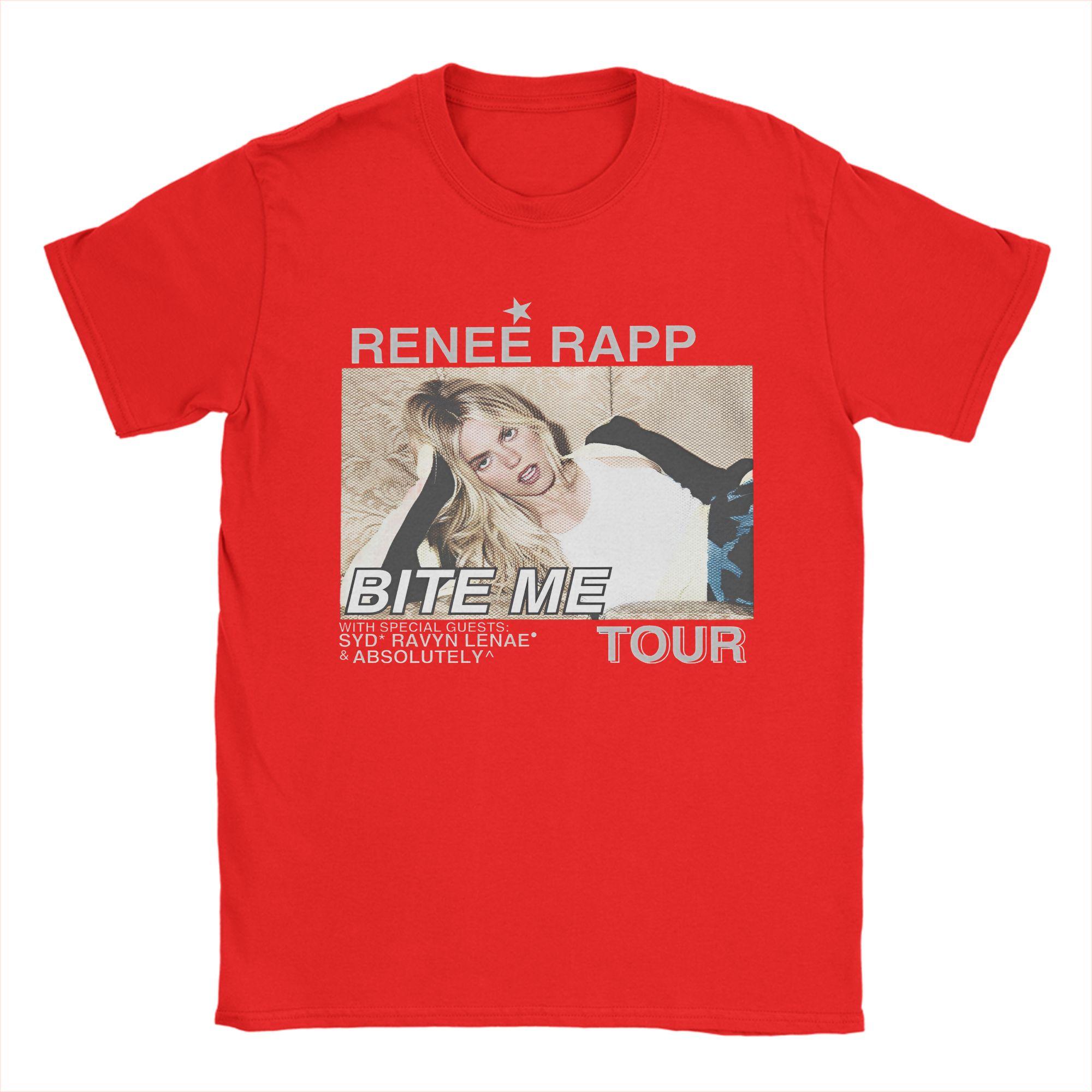 Unisex s TShirts Renee Rapp Tour Bite Me Funny Cotton Tee Shirt Short Sleeve  T Shirt Crewneck Tops Plus Size S