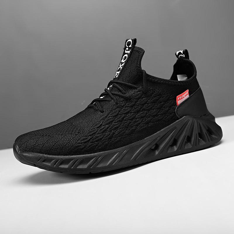 

New men s shoes fly-woven breathable mesh shoes ultra-light large size sports shoes men s running shoes 46 чёрный