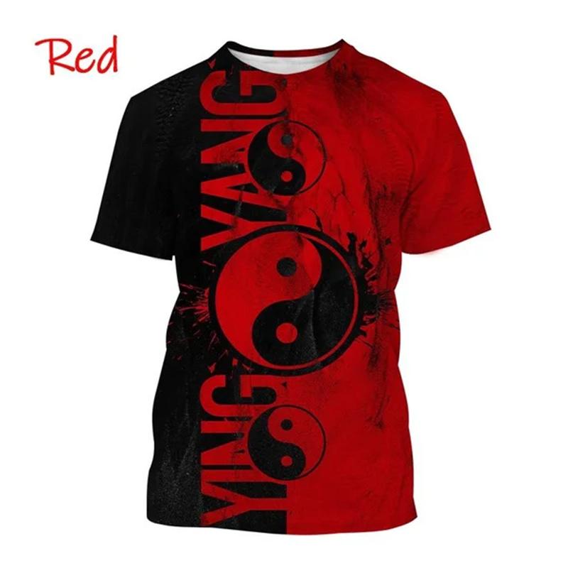 Summer Chinese Tai Chi Bagua Pattern T-shirt Men's Yin Yang Koi 3D Printed Top Shirt Cool Street Short Sleeve Clothing