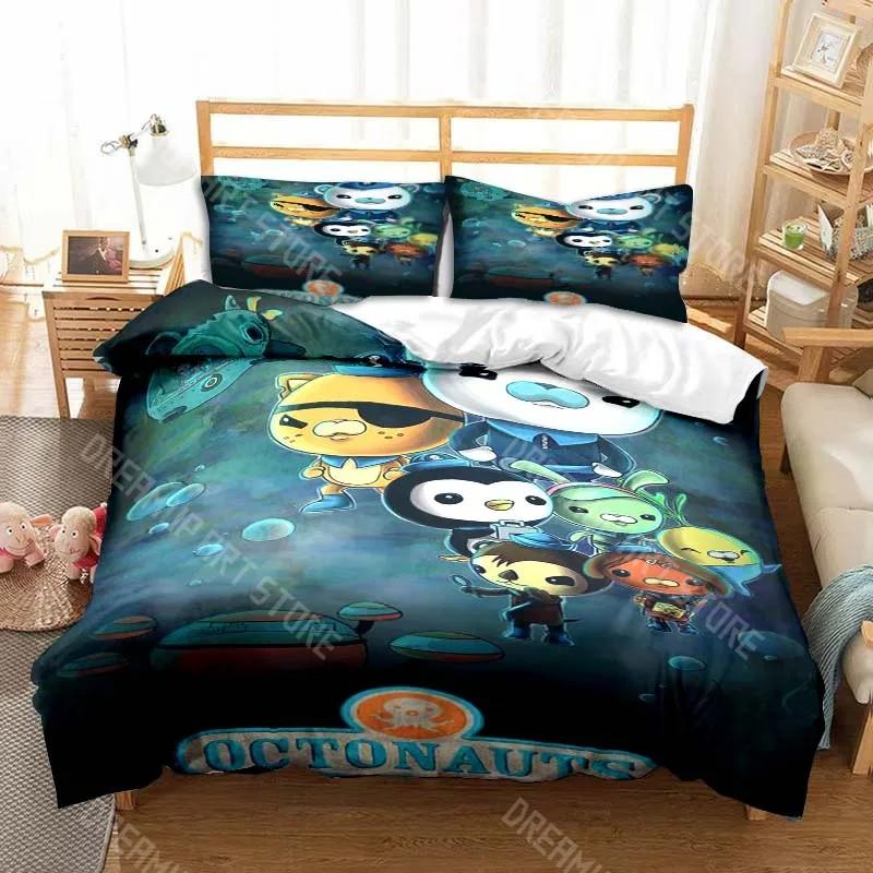 3D Tištěné Povlečení s Kreslenými Postavičkami Octonauts pro Kluky Dívky Povlak na Peřinu Povlak na Polštář Jednolůžko Manželská Postel Královská Velikost Plná Velikost Jednoduchá Dvojitá Velikosti