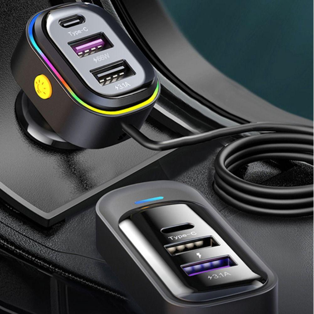 81W Power Car-mounted multi-function charger 6 in 1 Ports Super Fast Charging  Universal Vehicles