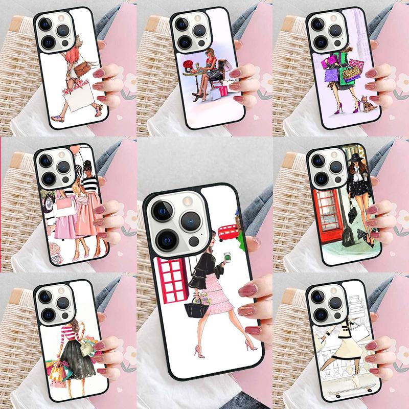 Harrods shopping girl Phone Case For iPhone 17 Air 15 16e 14 13 Pro Max Coque 12 11 Pro Max PLUS cover