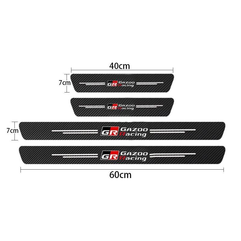 Carbon Fiber Car Sticker Protector Strip Auto Door Sill Waterproof Protect Film For S3 GR Sport Gazoo Racing RAV4 C-HR Mirai JH3