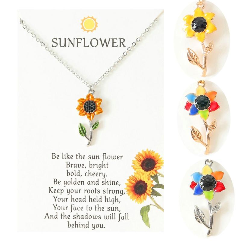 Sunflower Pendant Necklace for Women Delicate Daisy Flower Necklace Temperament Clavicle Chain Fashion Drop Oil Jewelry