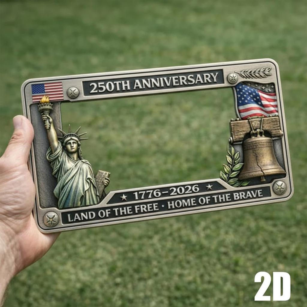 2PCS 250th Anniversary License Plate Holder Easy To Install Sturdy Car License Plate Frame for Patriots and Commemorative Days